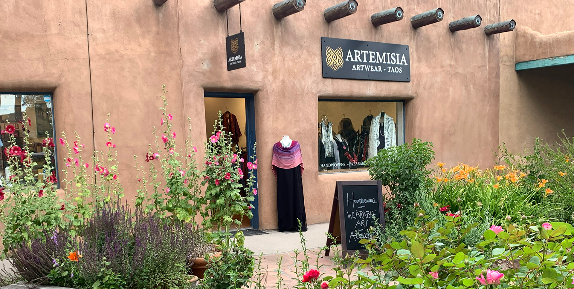 Artemisia Artwear storefront on Bent Street in Taos, New Mexico